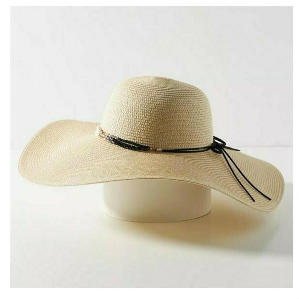 Anthropologie Bead-Trimmed oversized Paper Sun Hat - Picture 5 of 10